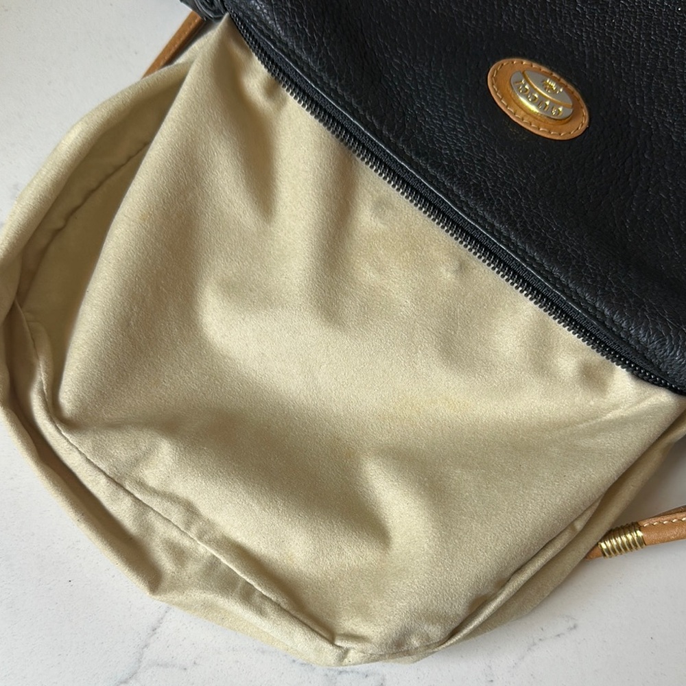 Vintage Gucci Plus Black Leather Crossbody Bag Mini 1980s - Picture 9 of 10